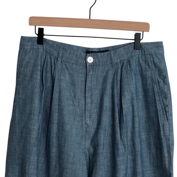 Lauren Ralph Lauren LRL Wide Leg Chambray Pants Pleated High Rise Size 12 - Picture 4 of 9